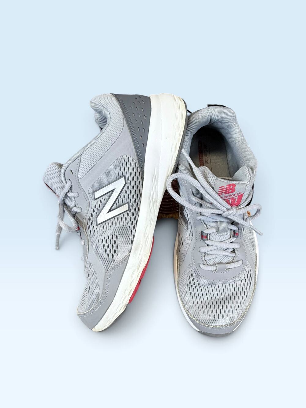 New Balance 517 v2 Men's 9 2E Wide Gray Red Running Walking Shoes MX517LS2